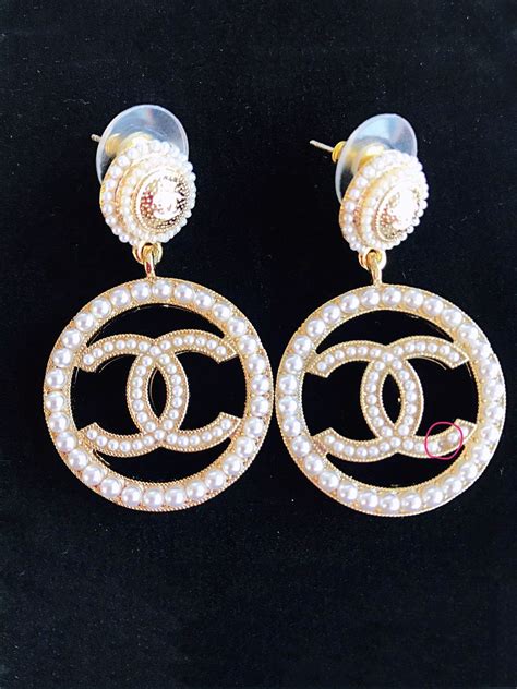 cc chanel diamond earrings|authentic Chanel pearl earrings.